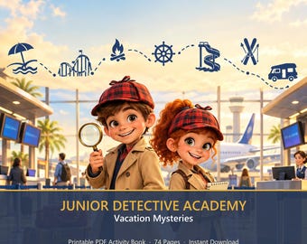 Vacation Activity Book for Kids, Printable Mystery Puzzles, Road Trip & Travel Activities, Logic Puzzles, Screen Free, Ages 8-10