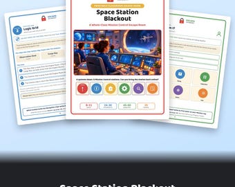 Classroom Escape Room Game Ages 8-11 | Space Mission Rescue, No-Prep Printable for Teachers & Substitutes | Whole Class Activity