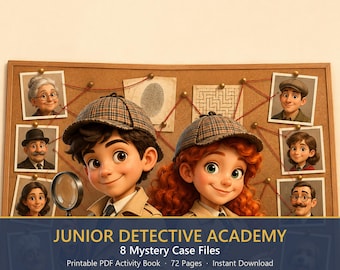 Kids Mystery Activity Book Printable, 8 Detective Cases, Logic Puzzles, Secret Codes & Mazes, Homeschool Worksheets, Ages 8-10