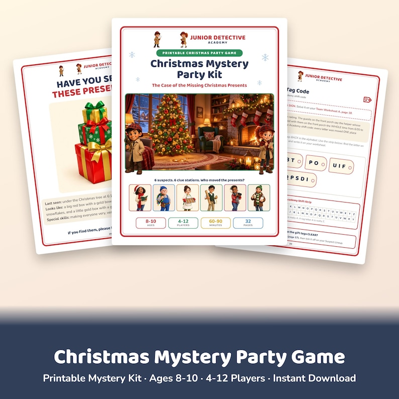 Christmas Party Game for Kids, Printable Detective Mystery, Family Christmas Activity, Classroom Holiday Party, Scavenger Hunt, Ages 8-10 image 1
