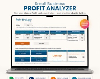 Small Business Finance Analysis Spreadsheet Google Sheets, Profit Calculator and Finance Tracker