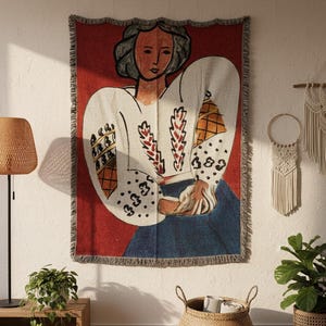 Henri Matisse Tapestry Wall Hanging, The Romanian Blouse, Vintage Fine Art Print, 130x160
