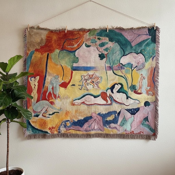 Henri Matisse Gobeläng Väggbonad, Livets glädje, Vintage Konsttryck, 160x130