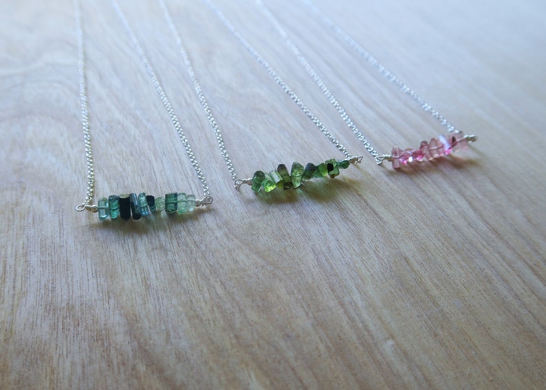 raw crystal raw gemstone layering necklace gift for girlfriend Raw Tourmaline Necklace tiny gemstone,mum gift dainty gemstone necklace
