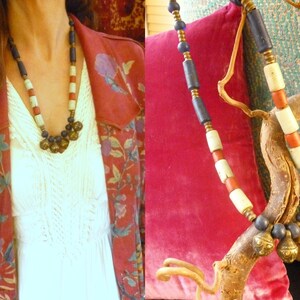 Antique Naga Tribal Necklace. Headhunters Necklace with Antique Beads and Brass Bells. Boho Necklace Nagaland. Trade Necklace