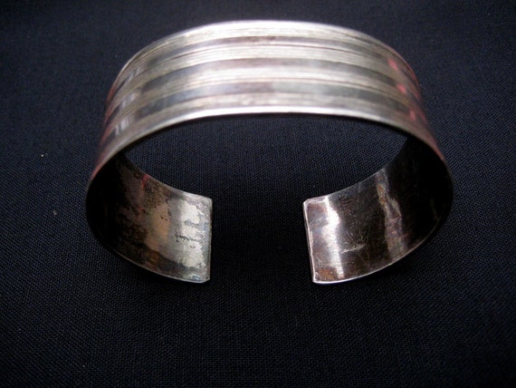Vintage Tribal Bracelet Cuff. Antique Silver Indi