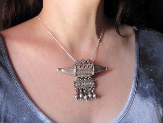 Awesome Tribal Pendant. India Tribal Silver Pendan