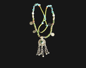 Tribal-Ethnic OOAK Necklace with Antique Beads. Boho Necklace . Tribal Necklace Desing. Ethnic Necklace. Kuchi Pendant Necklace