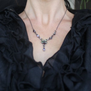 Multistone Necklace. Gemstone Necklace. Amethyst, Topaz, Garnet and Peridot. Sterling Silver, Semiprecious Stones Necklace