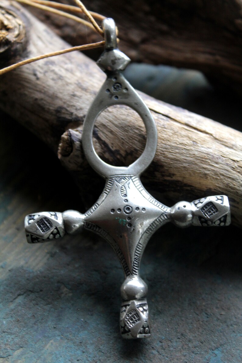 Nomadic Silver Cross Solid Cross Tribal Unisex Jewelry Niger Cross Tuareg Cross necklace