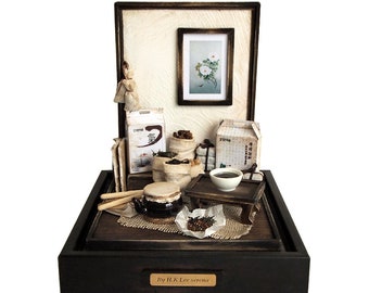 Traditional oriental Herbal Medicine Set- Dollhouse Miniatures 1/12