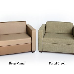 1/6 scale Dollhouse sofa. Miniature couch. Modern wooden framed armchair