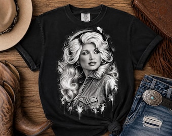 Dolly Parton PNG, Black and White Country Music PNG, Western Cowgirl PNG, Vintage Country Singer Design, Dolly Shirt Design, Sublimation