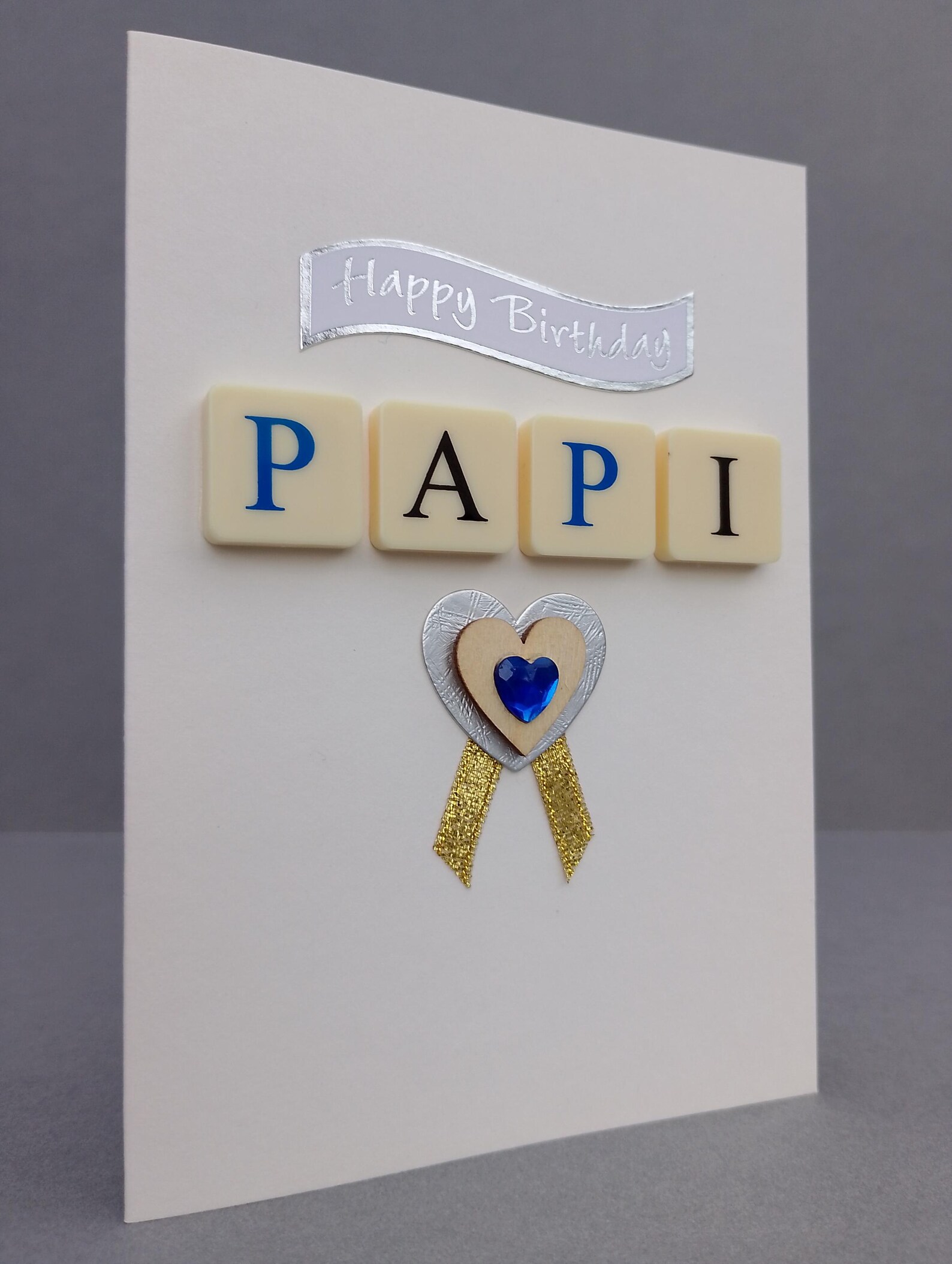 Happy Birthday PAPI Letter Tile Card With Embellishments. - Etsy