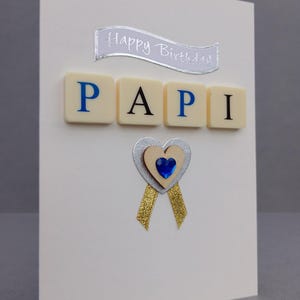 Happy Birthday PAPI Letter Tile Card With Embellishments. - Etsy