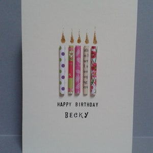 Birthday Candle Card, can be personalised by having a name added underneath the standard front text