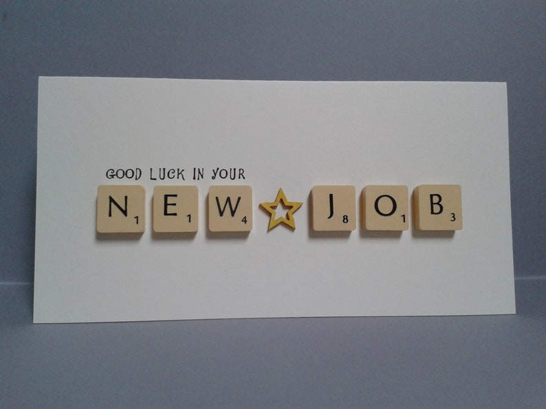 Good Luck in Your NEW JOB Letter Tile Card. Etsy UK