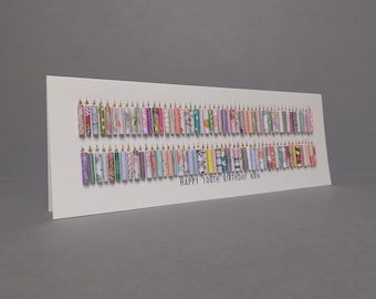Happy 100th Birthday Candle Card, Can be personalised by having a name added to the standard front text. 100th Birthday Card.