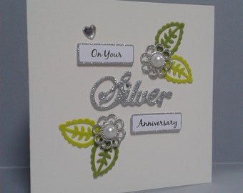 SALE! On Your Silver Anniversary Card, 25th Anniversary Card, Silver Anniversary.