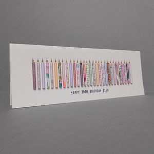 Happy 30th Birthday Candle Card, Can be personalised by having a name added to the standard front text. 30th Birthday Card.