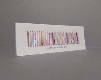 Happy 30th Birthday Candle Card, Can be personalised by having a name added to the standard front text. 30th Birthday Card.