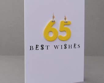 SALE! 65TH Best Wishes Card. Happy 65th Birthday Card, Happy Birthday Card, 65th Card.
