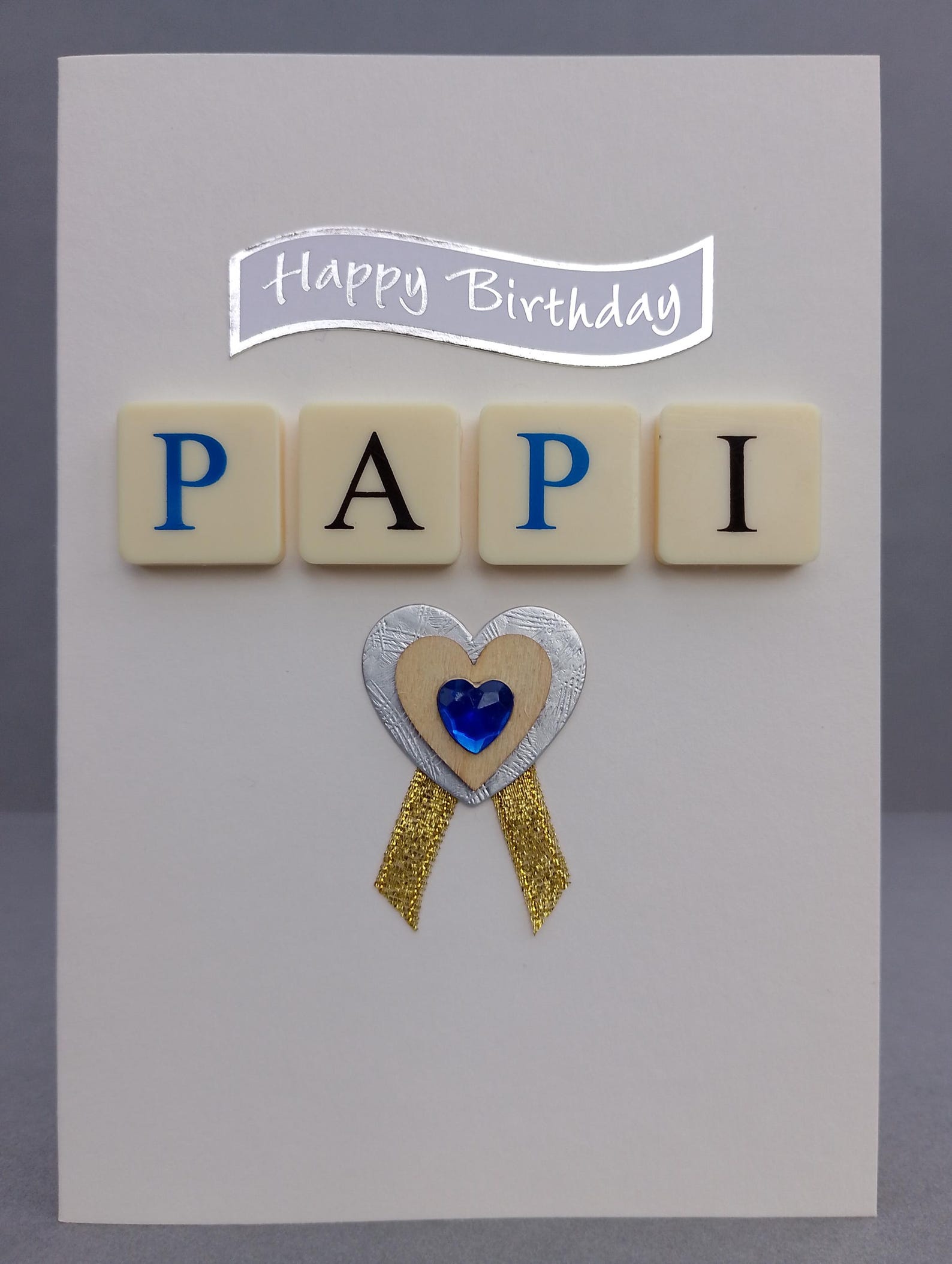 Happy Birthday PAPI Letter Tile Card With Embellishments. - Etsy