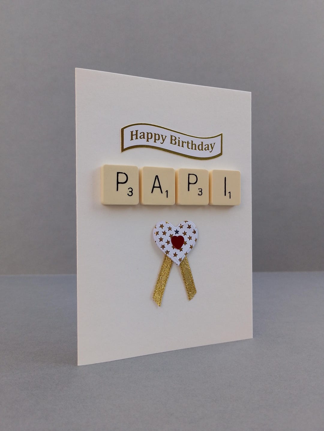 Happy Birthday PAPI Letter Tile Card With Embellishments. - Etsy UK