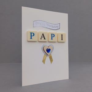 Happy Birthday PAPI Letter Tile Card With Embellishments. - Etsy