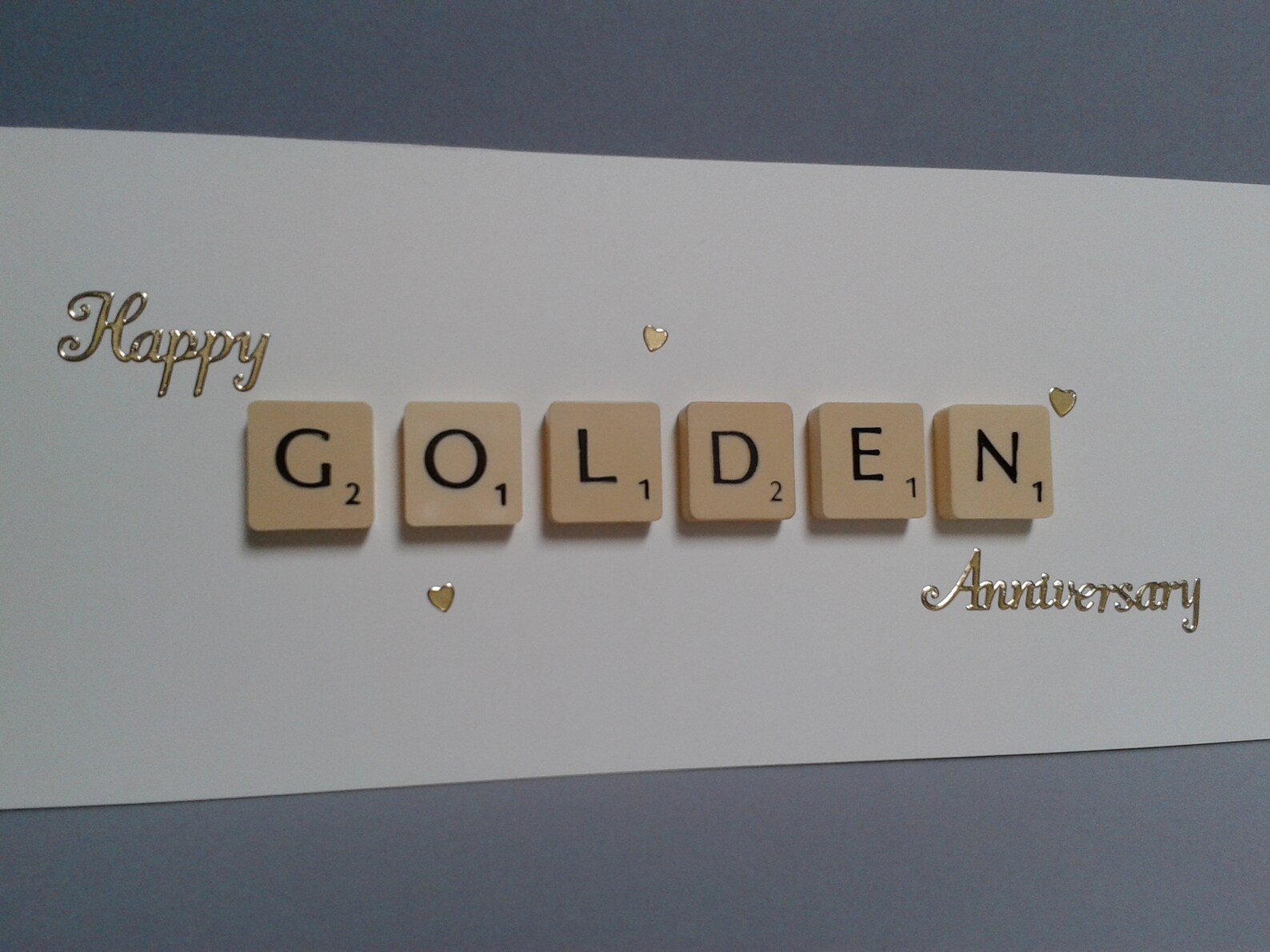 Large Happy GOLDEN Anniversary Letter Tile Card. 50th Wedding | Etsy