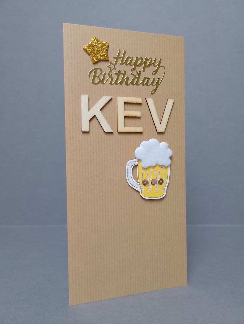 SALE! Happy Birthday KEV Wooden Letter Tile Card With Embellishments ...