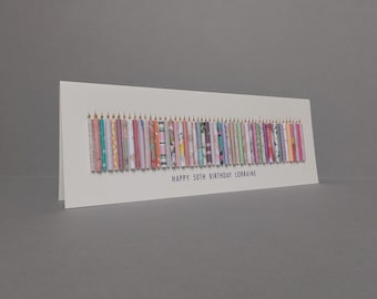 Happy 50th Birthday Candle Card. Can be personalised by having a name added to the standard front text.