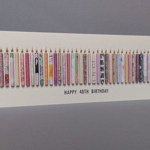 40-49th Age Birthday Candle Card, can be personalised by having a name added to the standard front text.