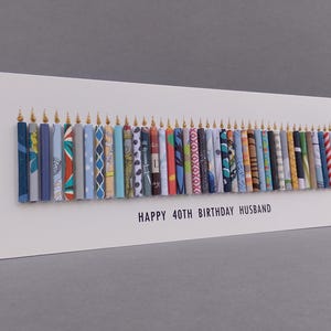 Happy 40th Birthday Candle Card. Can be personalised by having a name added to the standard front text. 40th Birthday Card. image 2