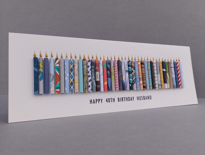 Happy 40th Birthday Candle Card. Can be personalised by having a name added to the standard front text. 40th Birthday Card. image 2