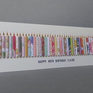 Happy 40th Birthday Candle Card. Can be personalised by having a name added to the standard front text. 40th Birthday Card. image 3