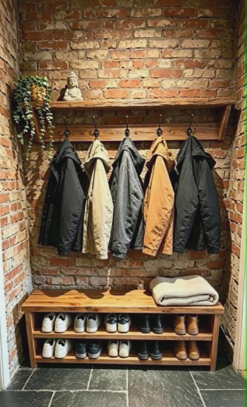 Shoe Rack & Coat Rack – Rustic Handmade Wood - Various Sizes - Etsy UK
