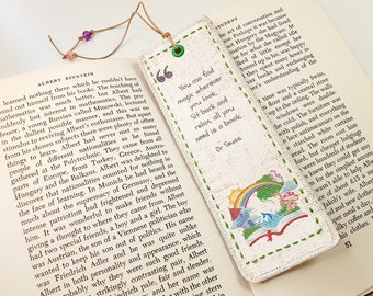 Photo canvas fabric bookmark- Dr Seuss quote- can be personalised