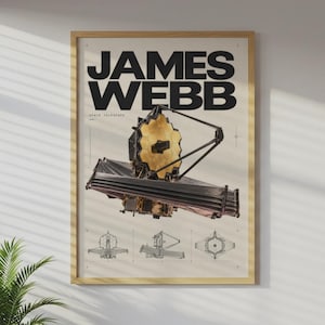 James Webb Space Telescope Poster, JWST Blueprint Wall Art, Space Science Print