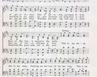 Hymn, sheet music, worship, Blessed Assurance,