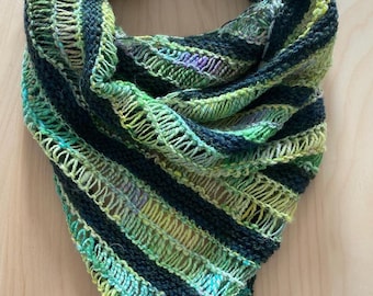 Dropping Acid (an Asymmetrical Stripes Drop-Stitch Triangular Scarf/Shawl)
