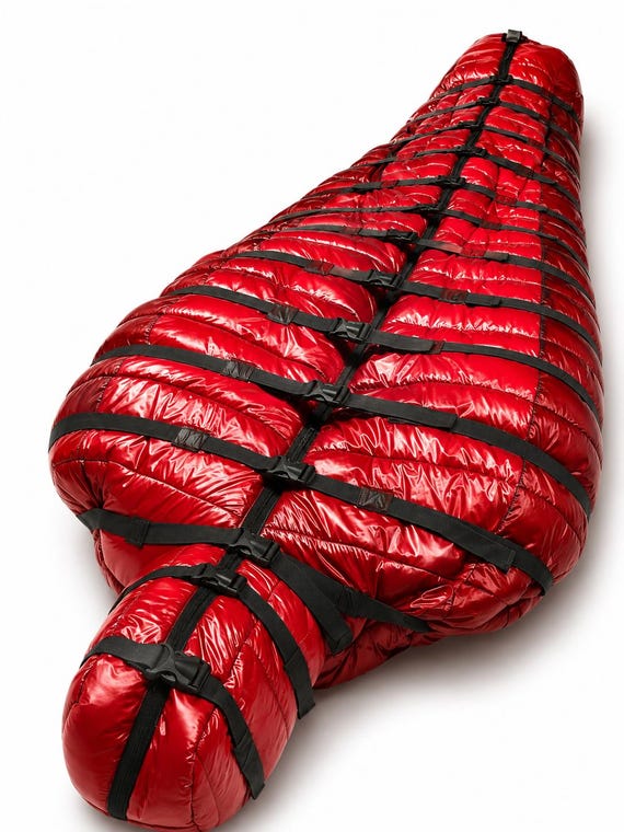 Shiny Nylon Puffer Sleeping Bag with Carry Sleeve