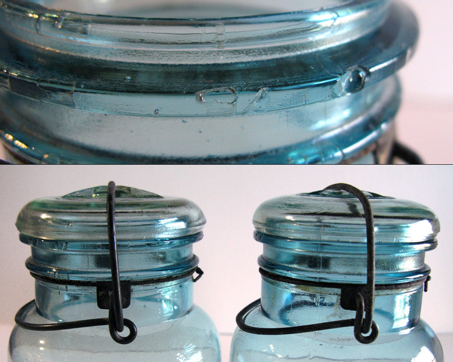 Vintage Rare QUICK SEAL Blue Mason Jars / Bail Style with Etsy