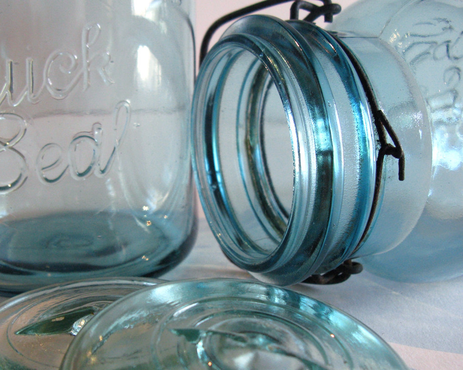 Vintage Rare QUICK SEAL Blue Mason Jars / Bail Style with Etsy
