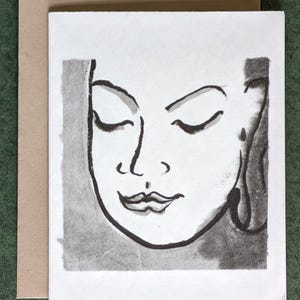 Boeddha rust blanco kaart Chinees penseelschilderij Sumi-e vrouwelijk