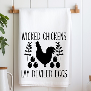 Chicken Dish Towel, Deviled Eggs Tea Towel, Chicken Tea Towel, Chicken Kitchen Towel, Farmhouse Chicken Dish Towel, Funny Chicken Dish Towel