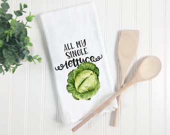 Lettuce Flour Sack Towel, Song Parody Dish Towel, Music Lover Gift, Salad Kitchen Towel, Housewarming Gift, Funny Kitchen Towel, Lettuce