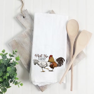 Farmhouse Kitchen Towels Farm Dish Towels Pig Rooster Chicken Cow Black Tan  Towels 5 piece 