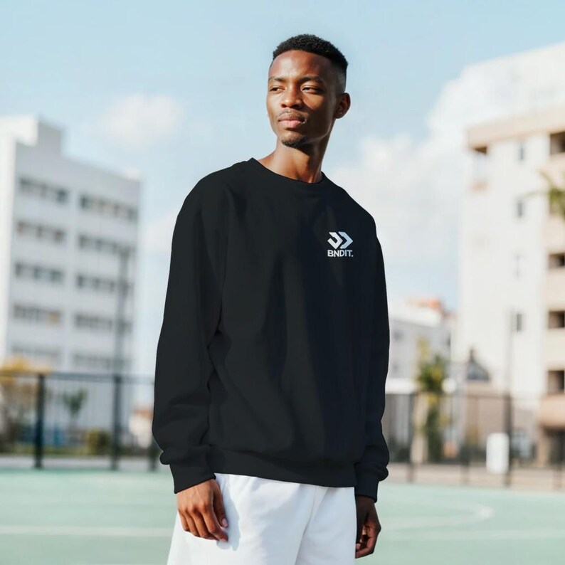 BNDIT Essential Sweatshirt, Minimalist Streetwear Pullover, Unisex Crewneck, Urban Logo Sweater, Clean Aesthetic, Everyday Basic image 2