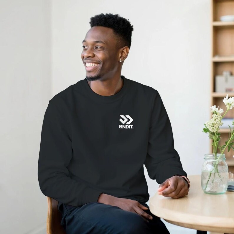 BNDIT Essential Sweatshirt, Minimalist Streetwear Pullover, Unisex Crewneck, Urban Logo Sweater, Clean Aesthetic, Everyday Basic image 1